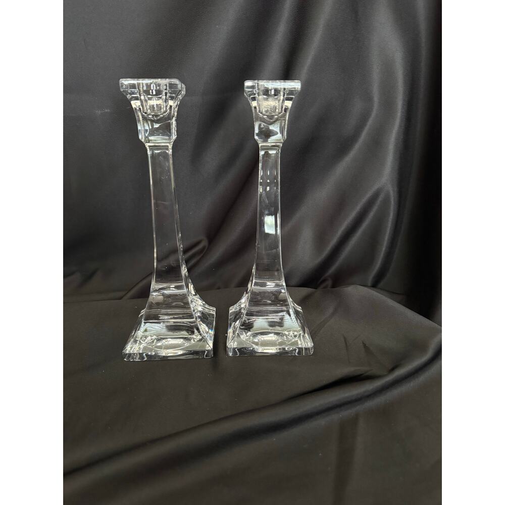Vintage Villeroy and Boch Quartet Crystal Candle Holders 8.25”